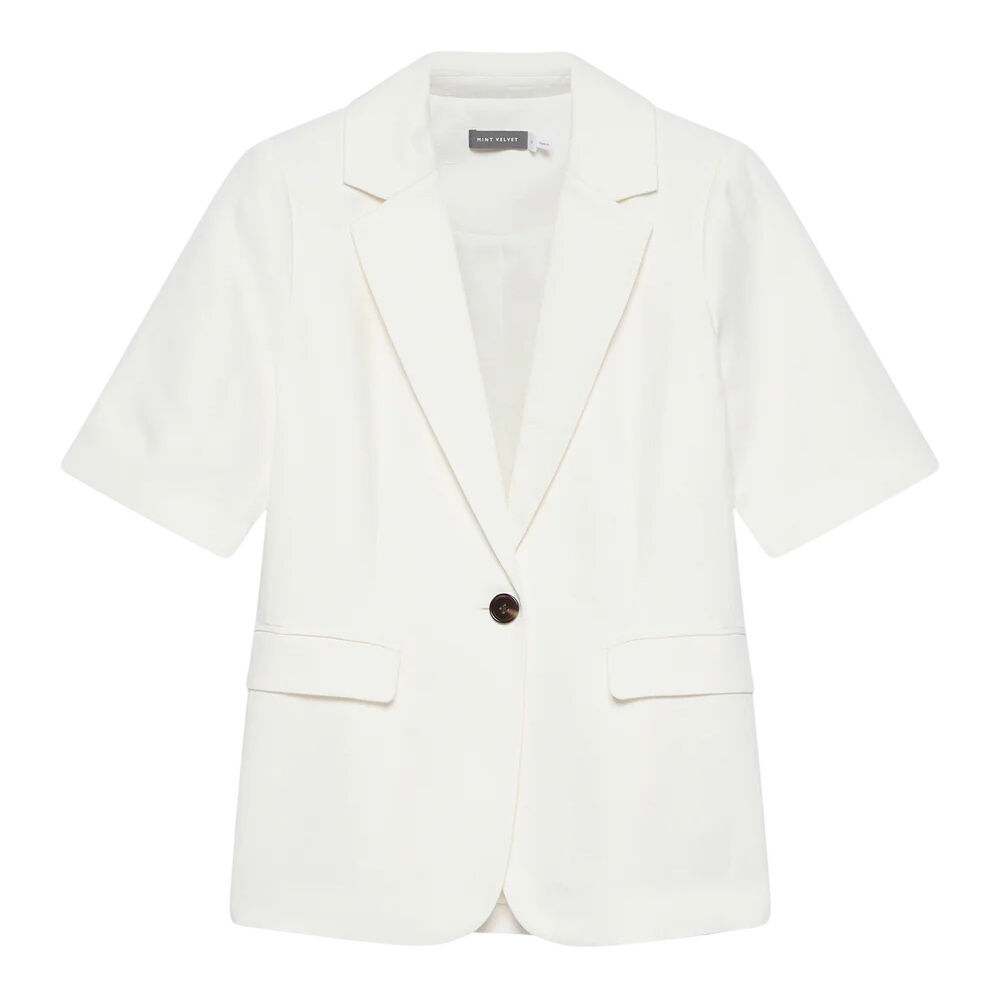 Mint Velvet Cream Linen Short Sleeve Blazer